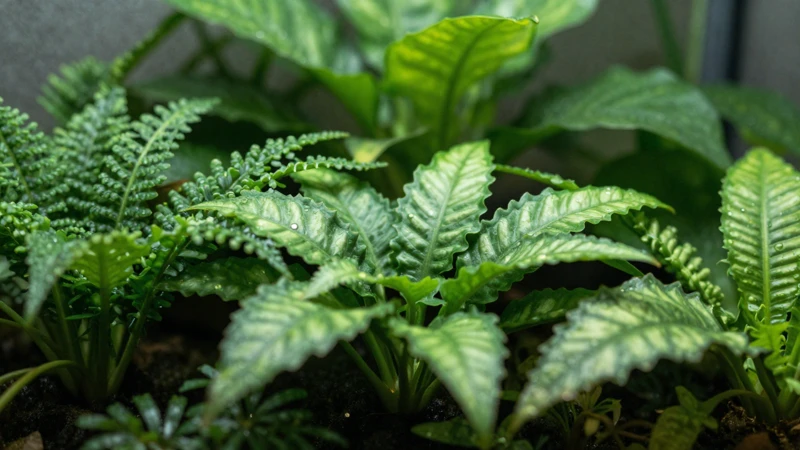 Detalle macro de plantas tropicales verdes