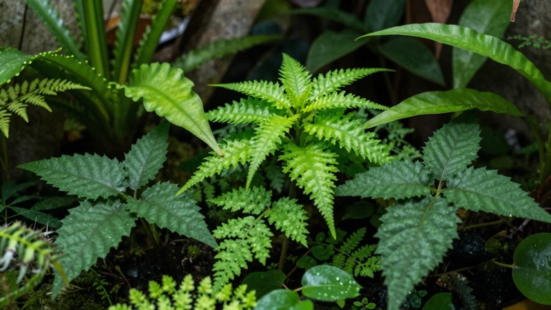 Belleza detallada de plantas tropicales