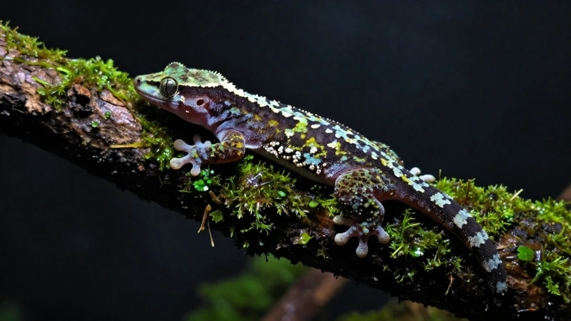 Fotografía macro del gecko en hábitat