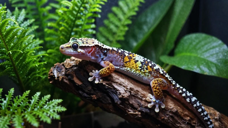 Gecko detallado en terrario