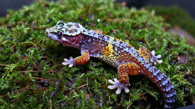 Gecko mohoso con luces suaves