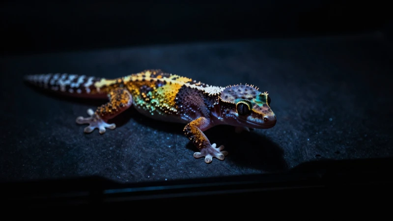 Gecko nocturno en luz sombría