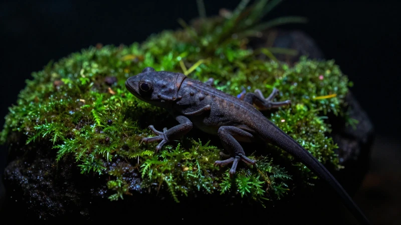 Lagarto nocturno en sombras brillantes