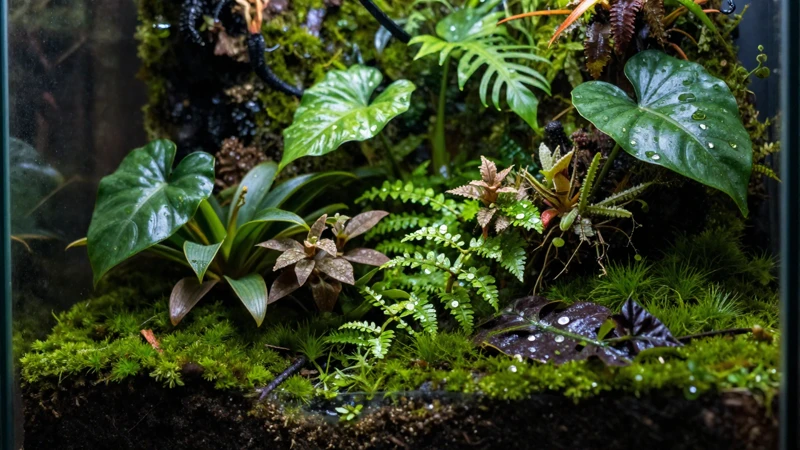Fotografía macro de un terrario tropical