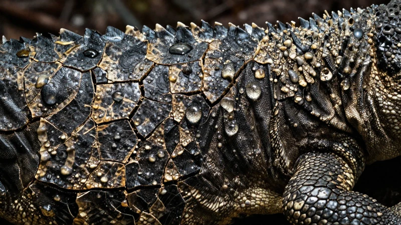 Detalle científico dramático de piel de reptil