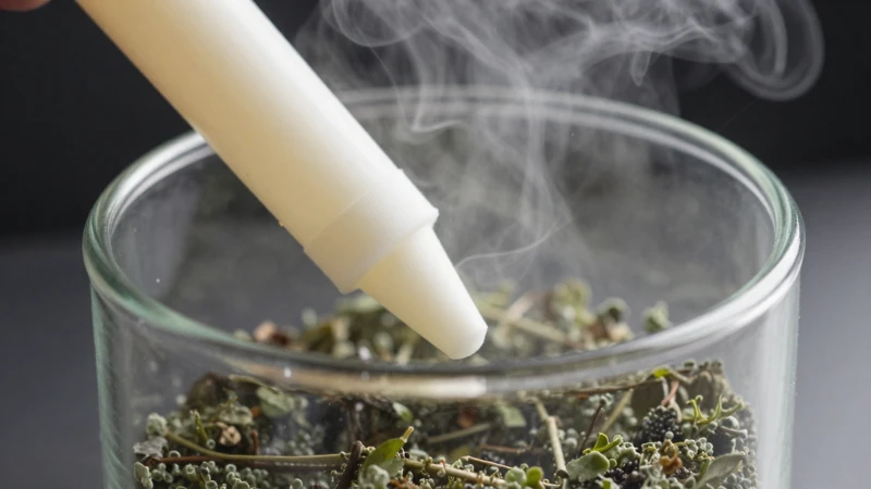 Macro de terrario con vapor y luz
