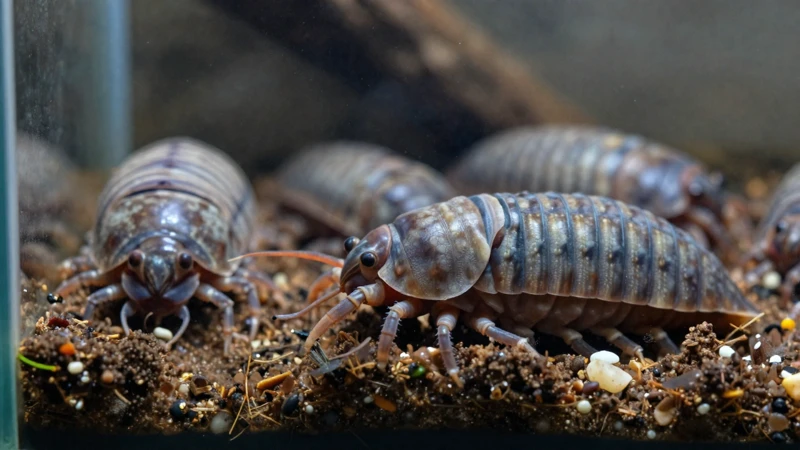 Macro de isopodos en terrario húmedo