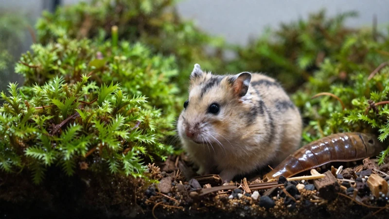 Macro fotografía de un ecosistema de hamster