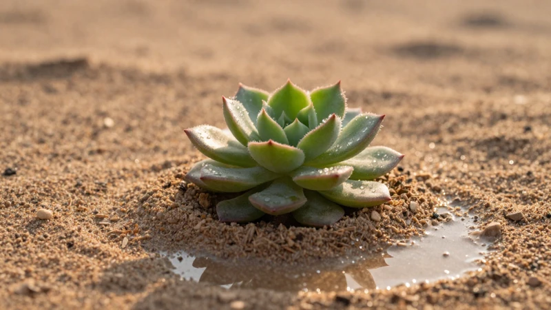 Haworthia desértica con luz dorada