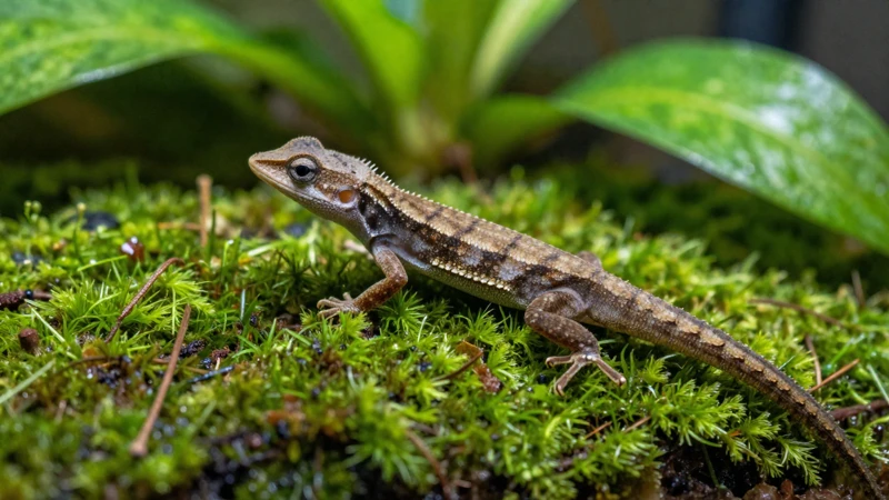 Macro fotografía de lagarto en terrario
