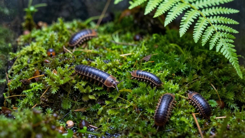 Terrario detallado con vida verde