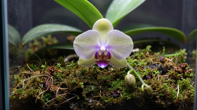 Terrario de orquídea en macro detalle