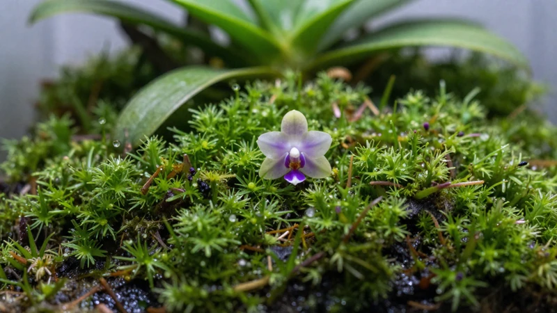 Macro fotografía de un terrario de orquídea
