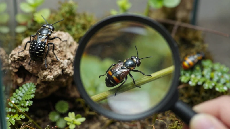Ecosistema de insectos en macro detalle