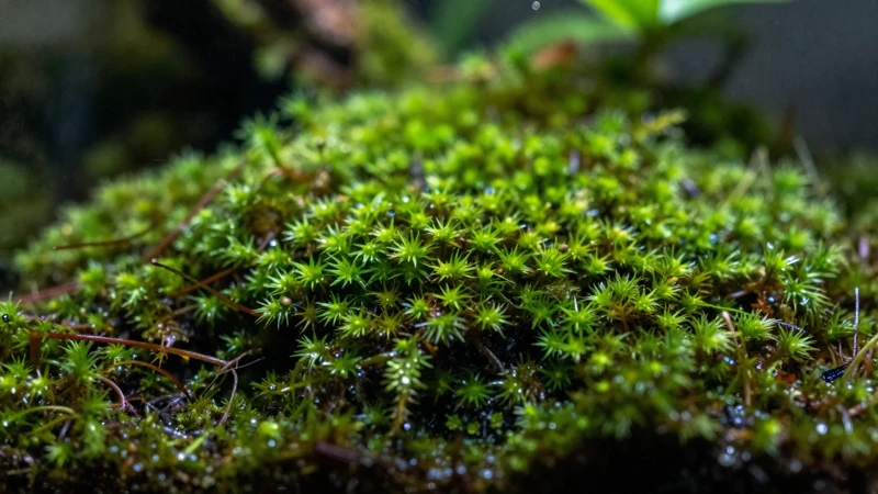 Ecosistema de terrario con luz y reflejos